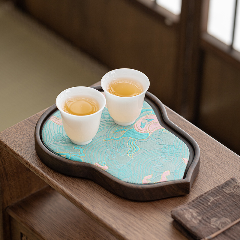 Đĩa bầu gỗ mun kiểu Trung Quốc mới, đĩa pha khô, tấm ấm trà đạo, tấm lót bàn pha khô, khay trà, khay trà, giá đỡ ấm nhỏ