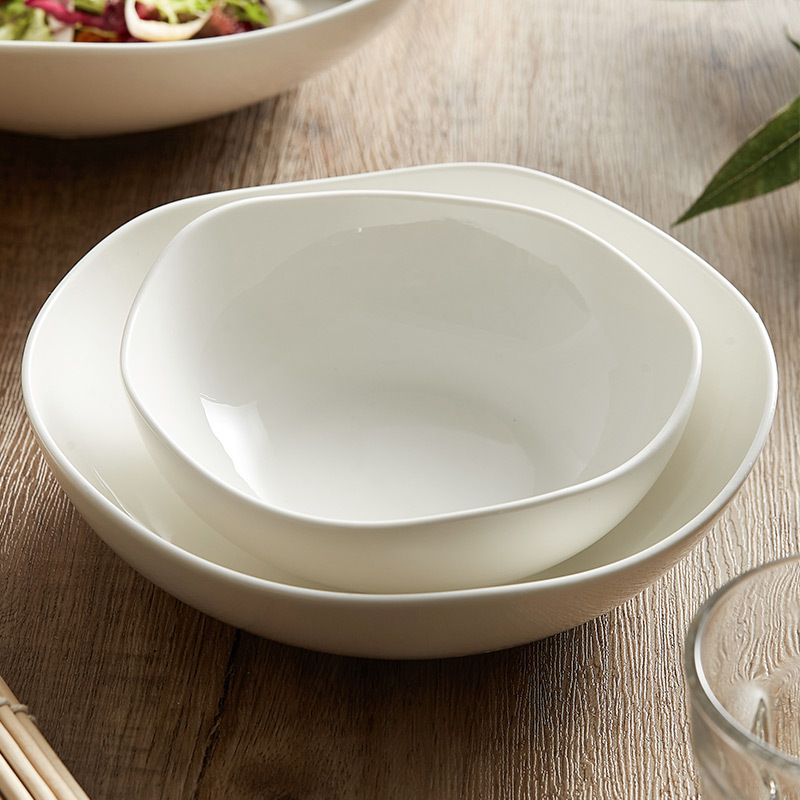 Bát và đĩa sứ Dehua dùng trong nhà, mẫu mới cao cấp 2025, dành cho câu lạc bộ, khách sạn, nhà hàng, bát salad kiểu sóng, bát súp mì kiểu Nhật