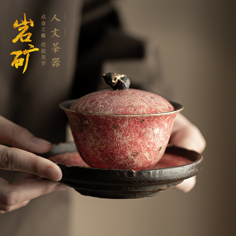 Đá mỏ gốm màu Fulu Sancai có nắp, gốm sứ cổ điển kiểu Trung Quốc, trà, trà, trà, trà, bộ trà Kung Fu, hộp quà