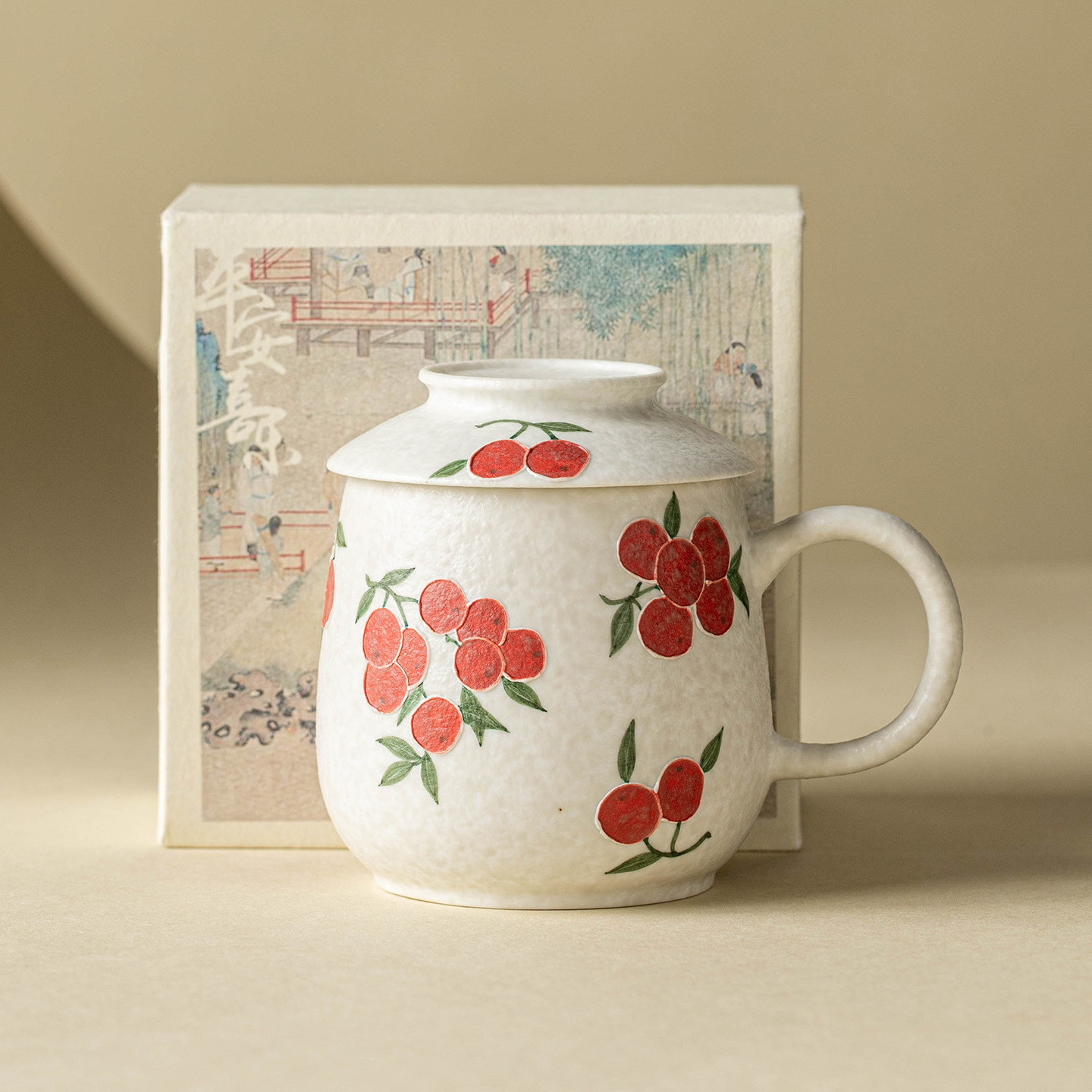 Cốc trà trắng mỏ đá cốc gốm sứ cốc pha trà văn phòng có nắp cốc uống nước tinh tế cốc uống nước cá nhân