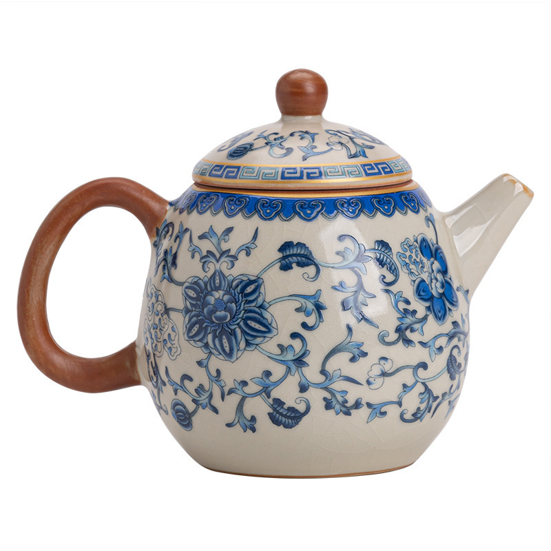 Bộ dụng cụ pha trà Kung Fu lò Ru trắng ấm pha trà gia dụng cốc pha trà văn phòng cao cấp sang trọng nhẹ tay quà tặng