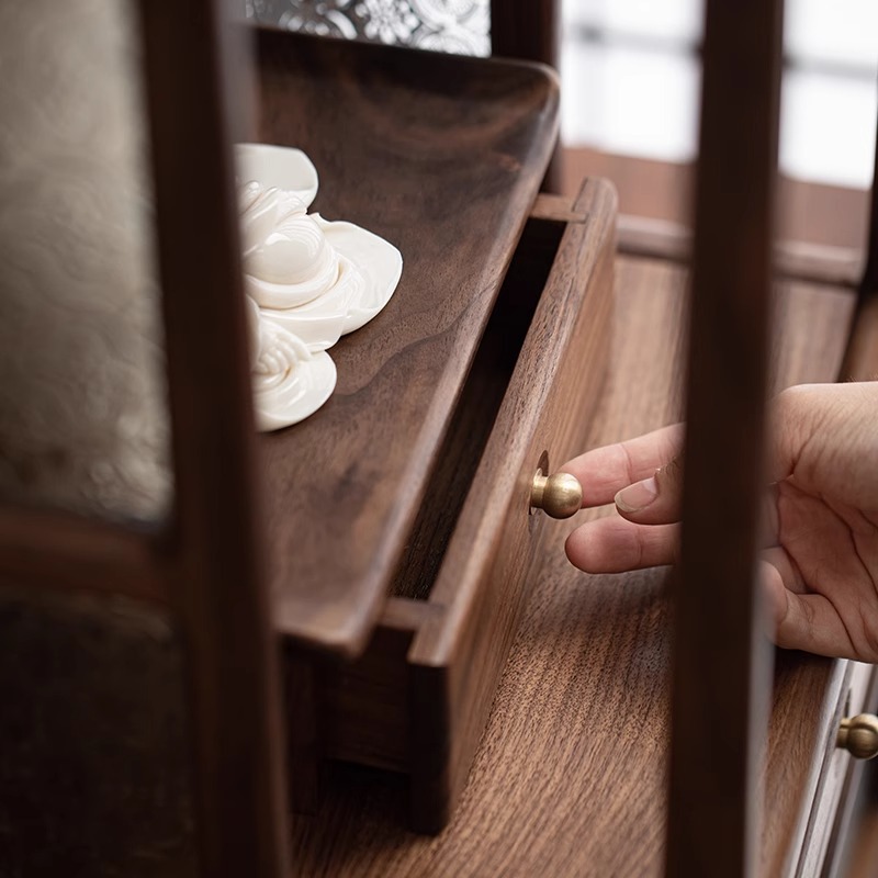 Bàn thờ Phật gia dụng bằng Gỗ Óc Chó đen kiểu Trung Quốc mới tủ thờ Phật Bà Quan Âm thờ thần tài