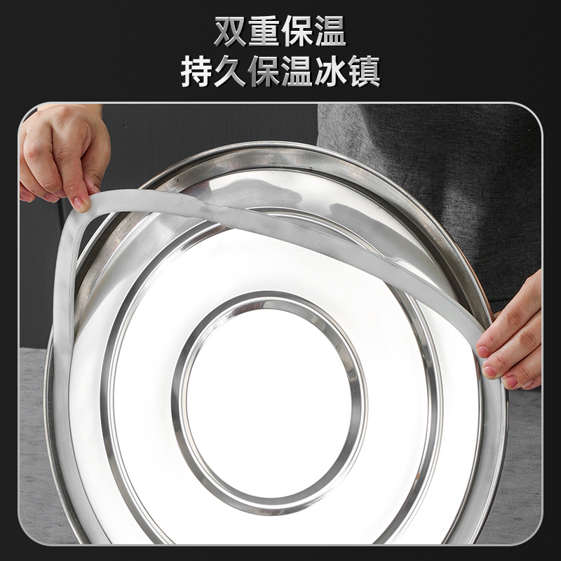 Lees 304 cấp thực phẩm hai lớp cách nhiệt xô gạo thương mại công suất lớn dày dặn sữa đậu nành inox quầy hàng bột đá