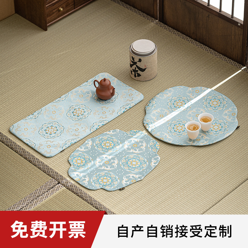 Khăn trải bàn trà giả Song jacquard khăn trải bàn hoa văn Song thổ cẩm làm bằng tay khăn trải bàn trà cổ điển đệm vải Zen phong cách Trung Quốc mới