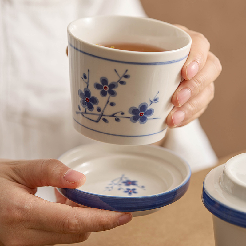 Cốc trà hoa mai cốc chủ nhân gốm sứ cốc ăn sáng gia dụng cốc sữa cốc có đệm cốc cốc cốc cà phê cốc ấm tim