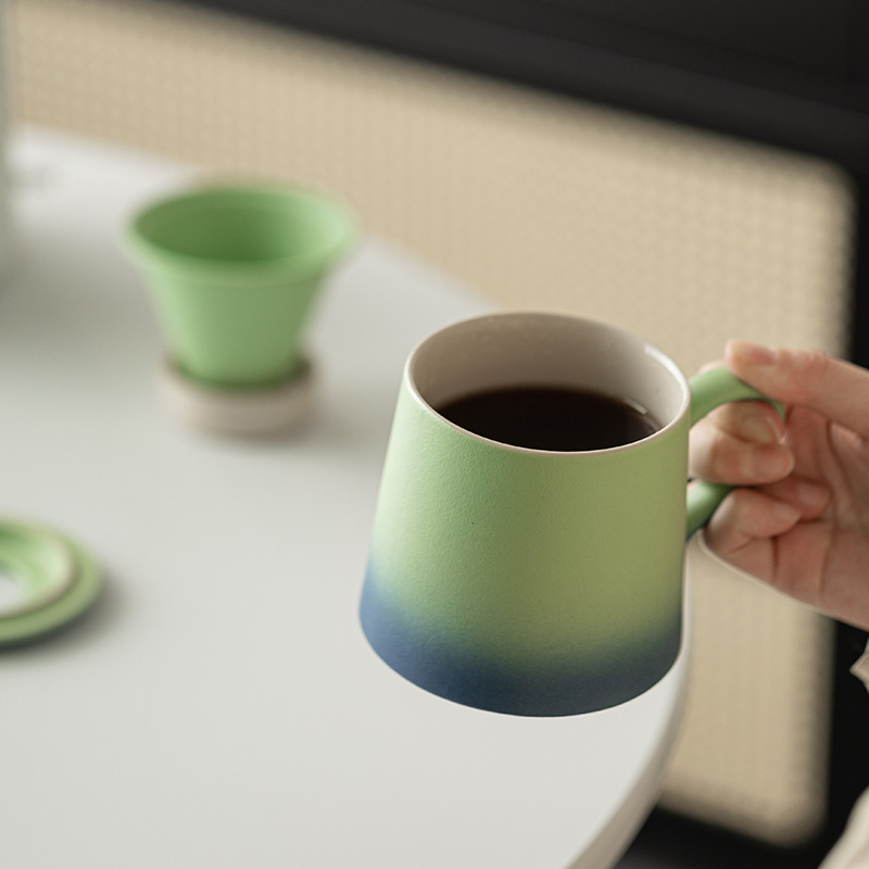 Cốc lọc trà cà phê màu gradient cốc nước gốm sứ giá trị cao cốc cà phê cá nhân văn phòng cốc tách trà