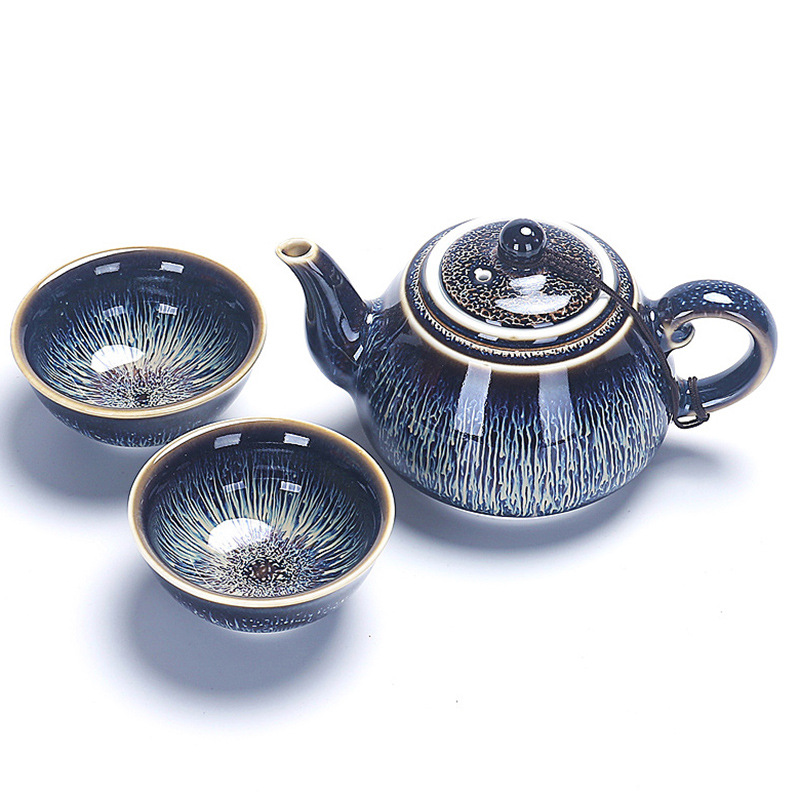 Bộ ấm trà Kung Fu Jingdezhen Jianzhan gia dụng cao cấp văn phòng uống trà gốm sứ tách trà