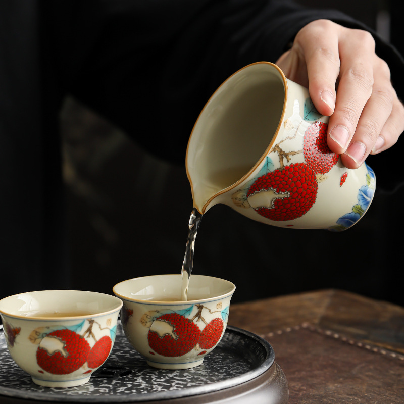 Cốc đường Lychee gốm sứ chịu nhiệt gia dụng cao cấp tinh tế dung tích lớn đồ trà Haifen phụ kiện bộ trà Kung Fu