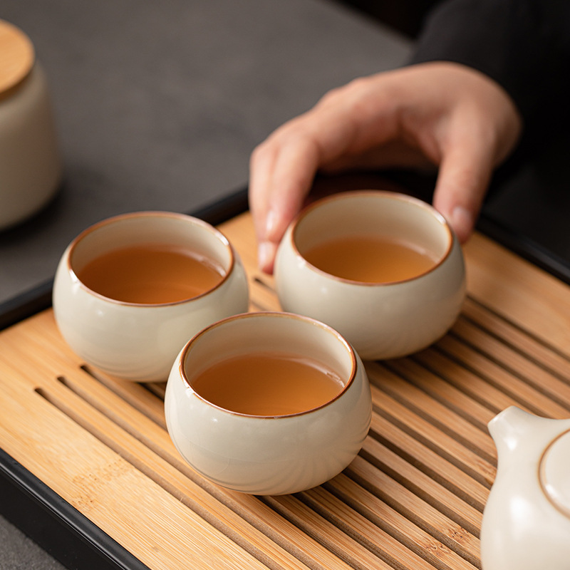 Ấm trà Kung Fu Ấm trà gốm sứ gia dụng đơn giản ấm trà cốc trà khay trà nguyên bộ dụng cụ pha trà