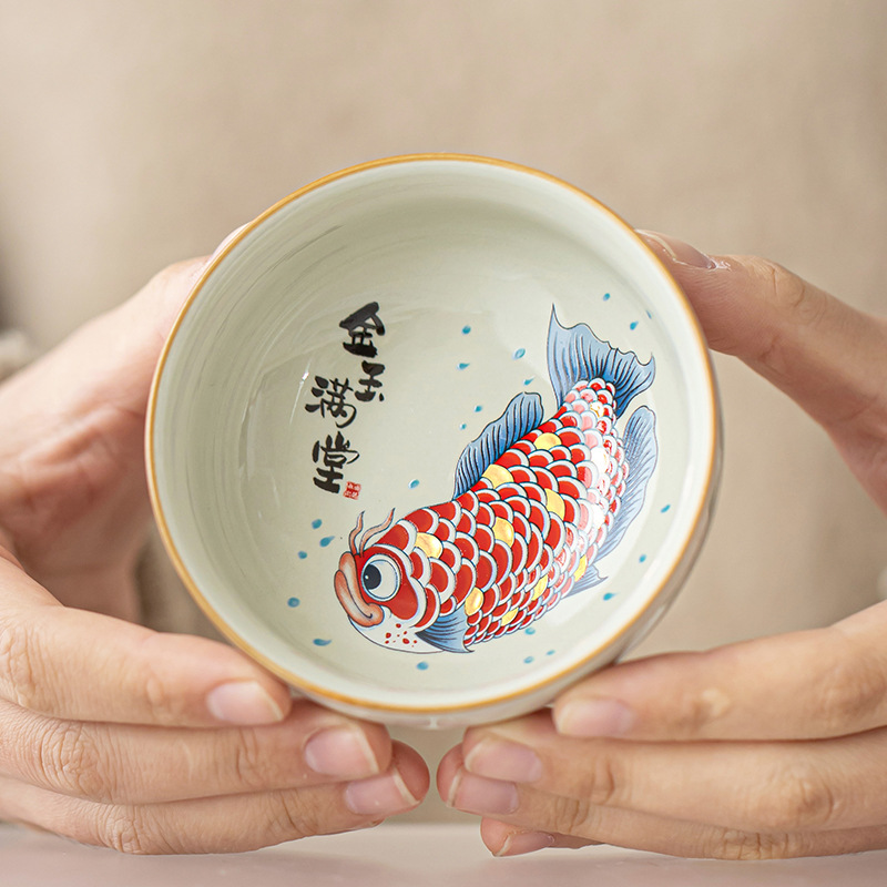 Cốc chủ nhân màu xám thực vật, tách trà đơn, tách trà, tách trà vàng ngọc, cốc trà Pu'er dung tích lớn, cốc trà ngon