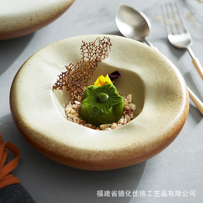 Đĩa rau không quy tắc bằng gốm thô, bát đặc biệt hình tổ sáng tạo thương mại, nhà hàng khách sạn, câu lạc bộ, Bộ đồ ăn Nghi Lễ
