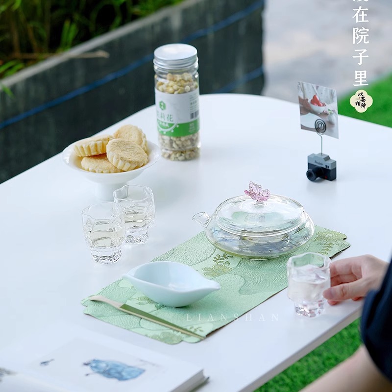 Bộ pha trà Bộ pha trà thủy tinh kiểu Nhật cốc trà Kung Fu gia dụng nhẹ nhàng sang trọng bát nắp cao cấp dụng cụ pha trà văn phòng ấm trà