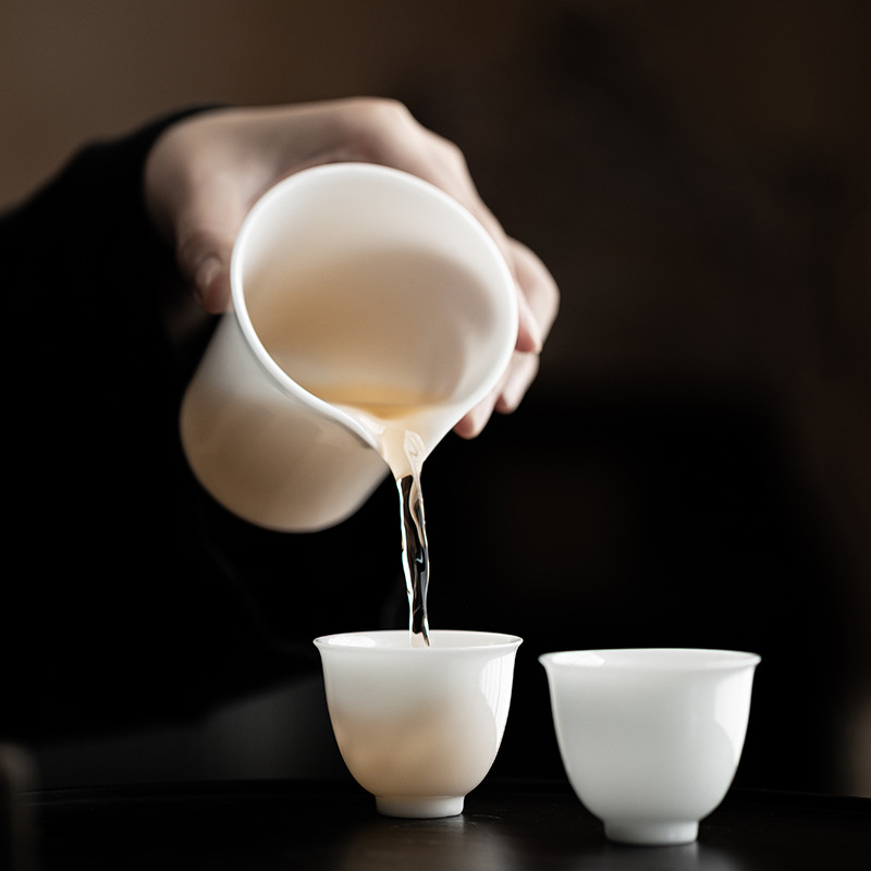 Cốc chuông sứ Ngọc Bích Loại Băng Cốc trà gốm sứ Trung Quốc cốc trà nhỏ phụ kiện Bộ trà cốc trà sứ trắng hộp quà