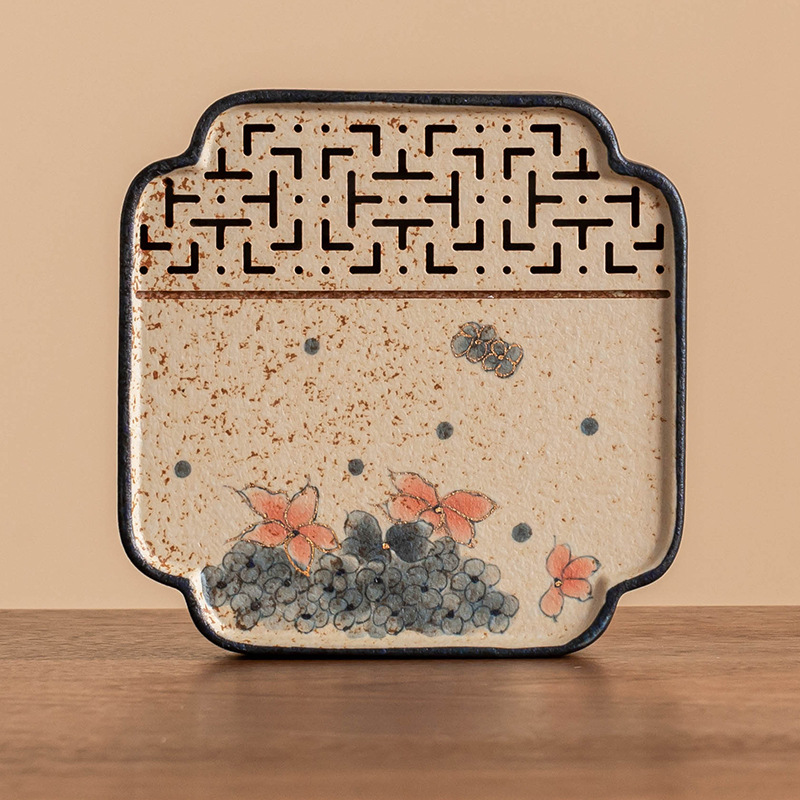 Chậu gốm đá lửa trắng chịu đựng bàn pha khô lót cách nhiệt kiểu Trung Quốc mới gia dụng phụ kiện bộ trà kungfu khay trà loại nhỏ