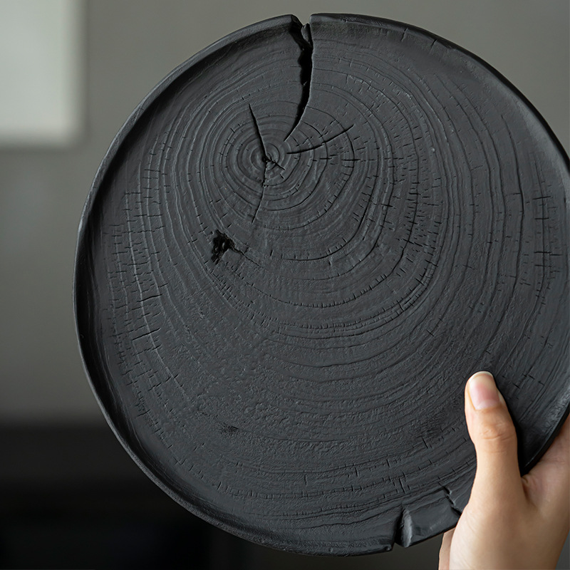 Ấm trà gỗ long não cacbon hóa Da'antang, Khay trà gỗ phong cách Nhật Bản, khay trà bàn pha khô, phụ kiện Bộ trà