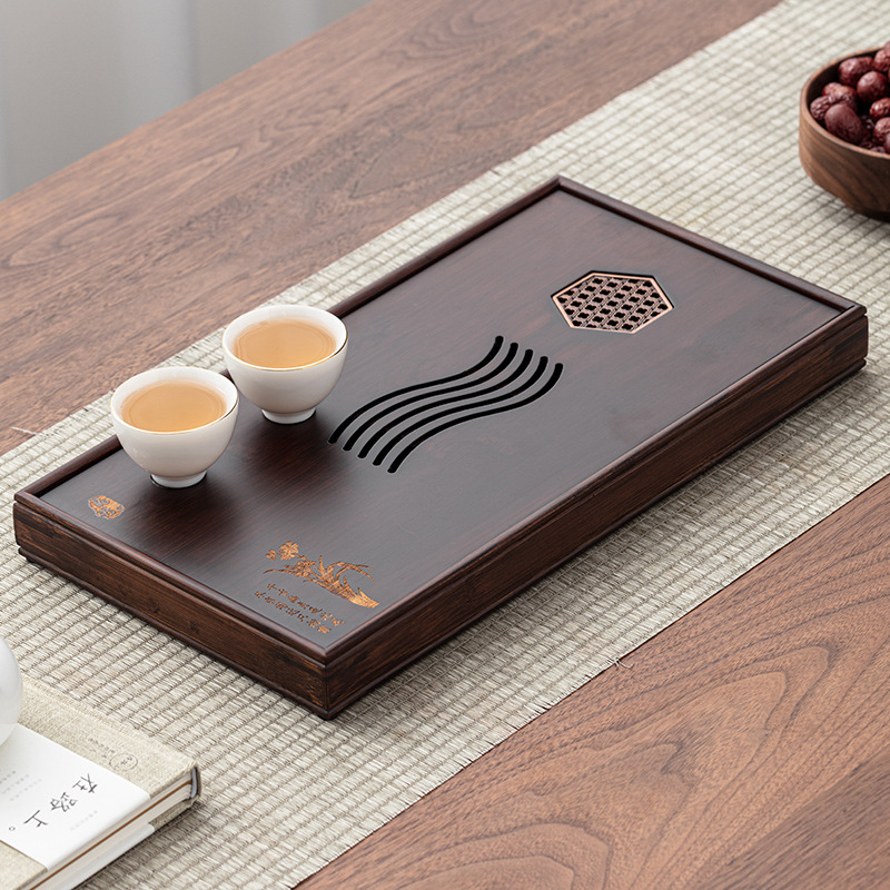 Bộ trà loại nhỏ gia dụng bằng tre nặng sang trọng, Khay trà, bộ trà kiểu ráo nước, khay trà kiểu Nhật, khay trà Biển Trà