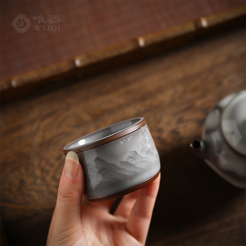 Tách trà gốm sứ Wu Jun Kung Fu, tách trà thủ công, tách trà đơn, tách trà Pu'er, tách trà nhỏ cá nhân dành cho nam và nữ