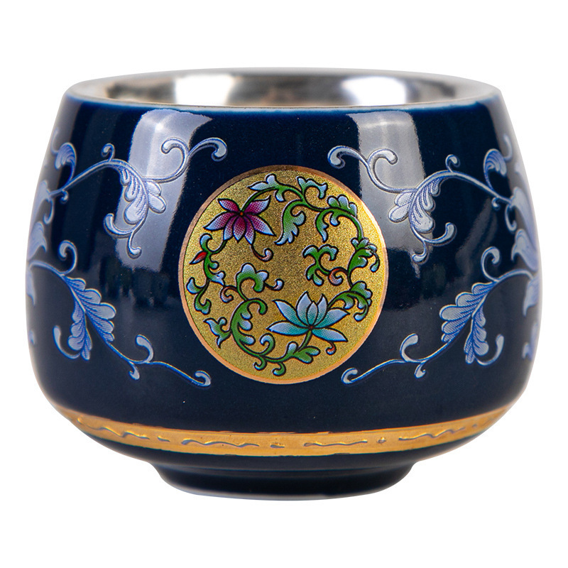 Cốc trà bạc 999 sterling, cốc trà mạ bạc, cốc trà ngon, cốc chủ nhân, cốc chào mừng văn phòng, cốc bạc gốm