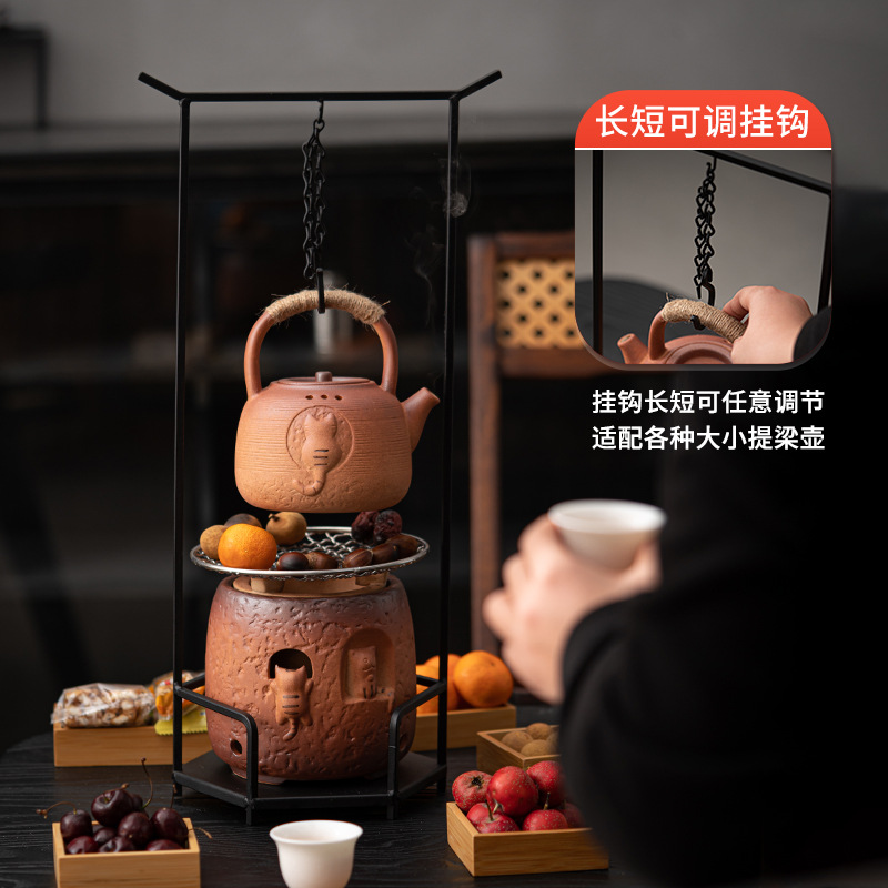 Lò đốt than Mèo Đường, bếp than, bếp lò, bếp nhỏ, nồi đất nung khô chịu nhiệt độ cao, Trọn bộ dụng cụ pha trà Kung Fu