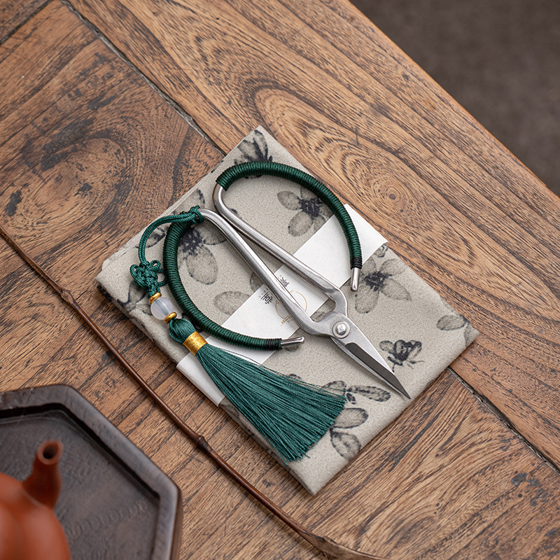 Kéo nhỏ bao bì trà tua rua kéo inox mini kéo nghệ thuật trà gia dụng cổ điển kiểu Trung Quốc