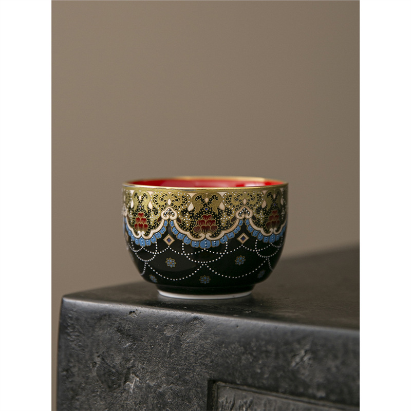 Đôn Hoàng hoa hướng dương mở cốc chủ cốc trà cốc trà mạ vàng chuyên dụng cá nhân dụng cụ trà Kung Fu tráng men cao cấp