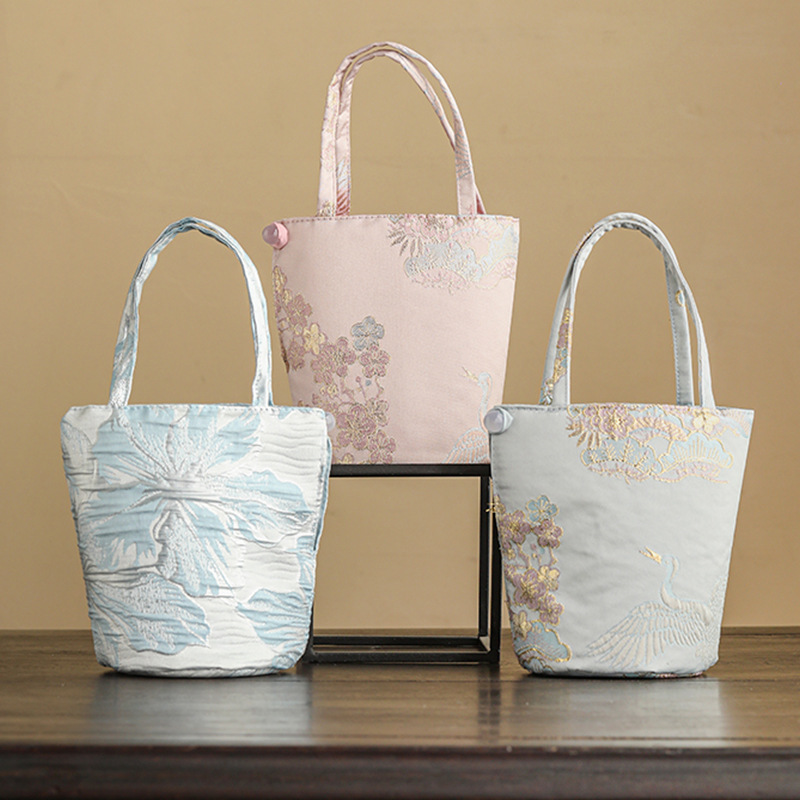 Túi đựng đồ du lịch, túi đựng tách trà, túi đựng đồ thủ công chống rơi kiểu Trung Quốc mới phong cách cổ điển, vải đựng bộ ấm trà chủ