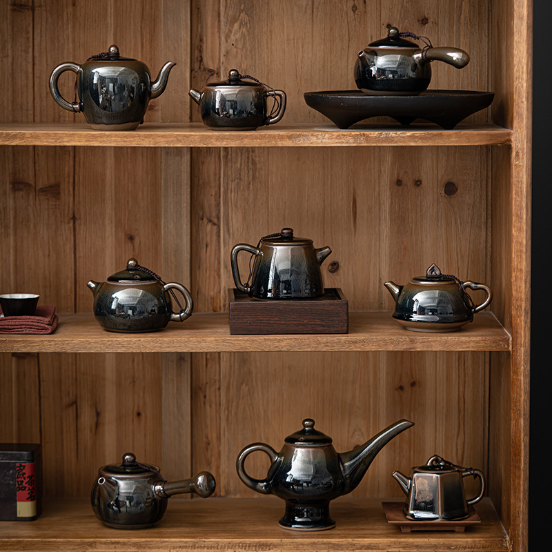 Ấm trà Jianzhan mỏ nguyên bản Da'antang Jianyang ấm đun nước bị hỏng lốp sắt thủ công Xishi ấm trà dung tích lớn ấm nhỏ bán buôn