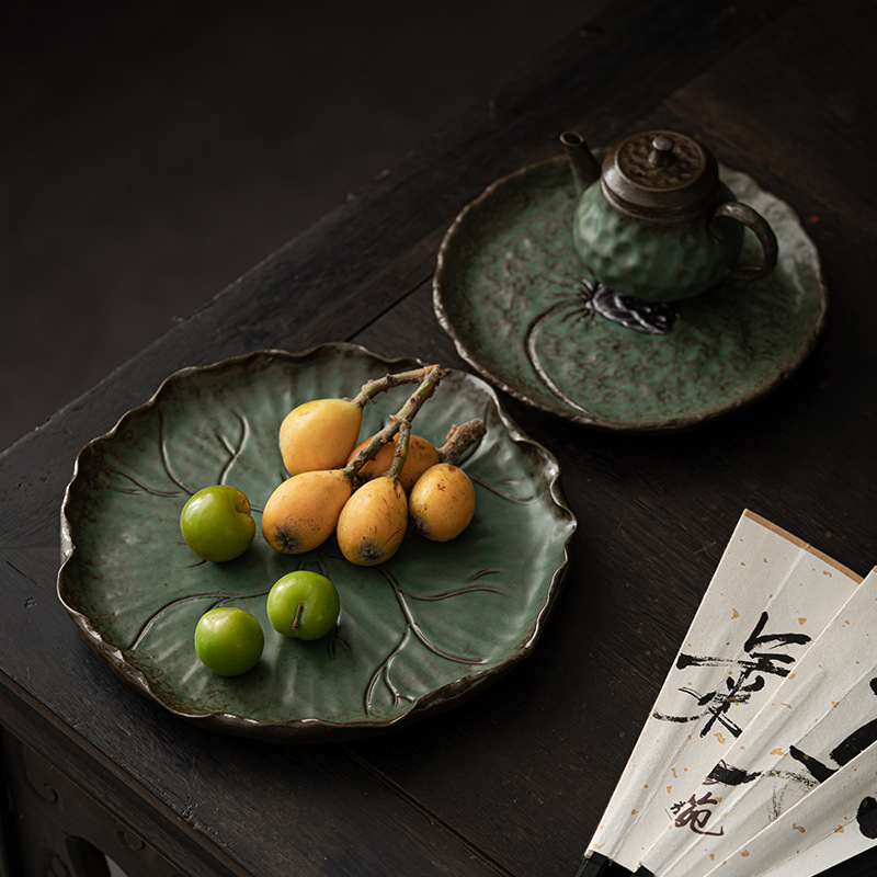 Khay pha khô Lò Nung kiểu Nhật, khay trà gốm sứ Cỡ Nhỏ gia dụng cổ điển, khay trà, Khay trà, khay trà, Khay trà, đĩa CHẤM TIM