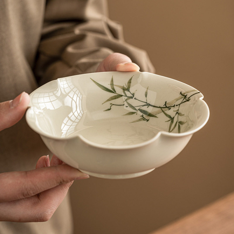 Bình đựng cánh hoa Măng tây xanh ngọc bích, bình đựng trà gốm sứ gia dụng, khay đựng trà Kung Fu, khay đựng đồ ăn nhẹ giải khát Zen