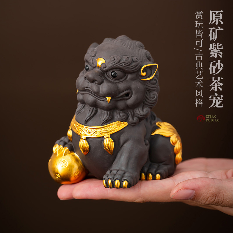 Đồ trang trí thú cưng trà sư tử đực và cái cát tím quốc triều