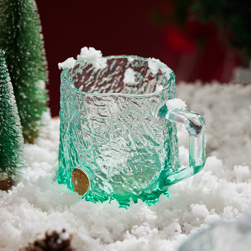 Cốc thủy tinh Xuanbing cốc cà phê sữa nữ giá trị cao cốc uống nước trong suốt gia dụng có tay cầm giáng sinh 2023 mẫu mới