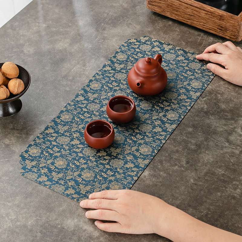 Bàn trà Jacquard hai mặt xoắn bàn trà chống thấm nước kiểu Trung Quốc Kiểu Mới Bàn trà đệm bàn trà tinh tế phòng trà gia dụng