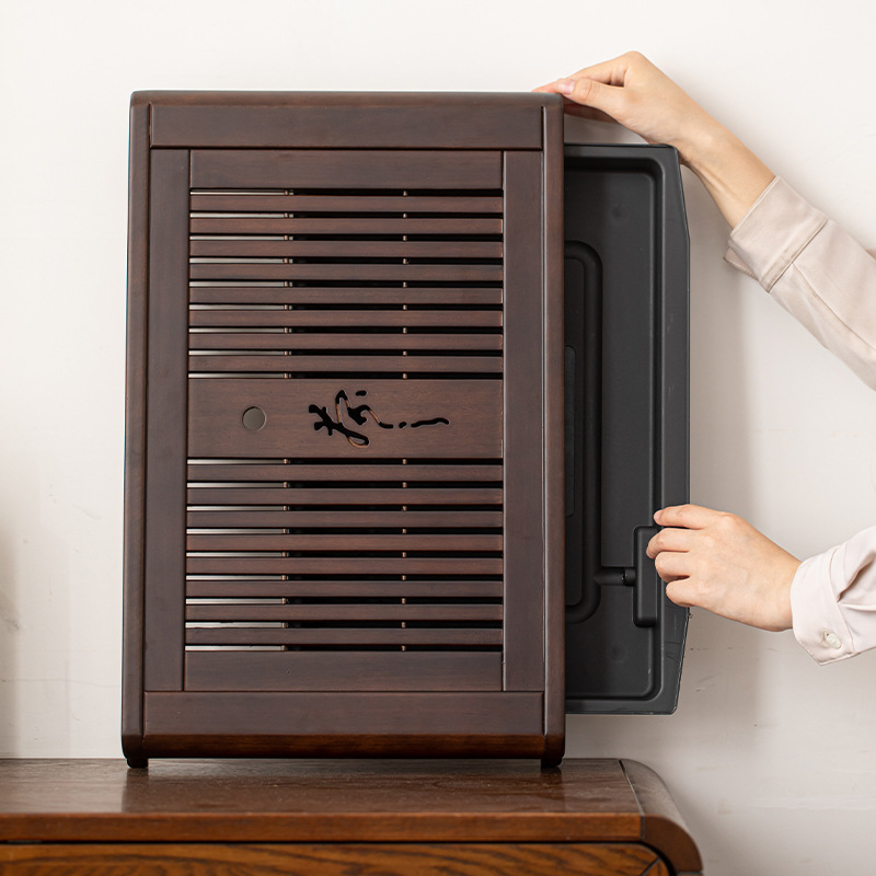 Khay trà gỗ đàn hương Wujin Mingde khay đựng nước thoát nước kiểu cổ điển khay đựng trà kiểu ngăn kéo Bộ trà Kung Fu Trung Quốc