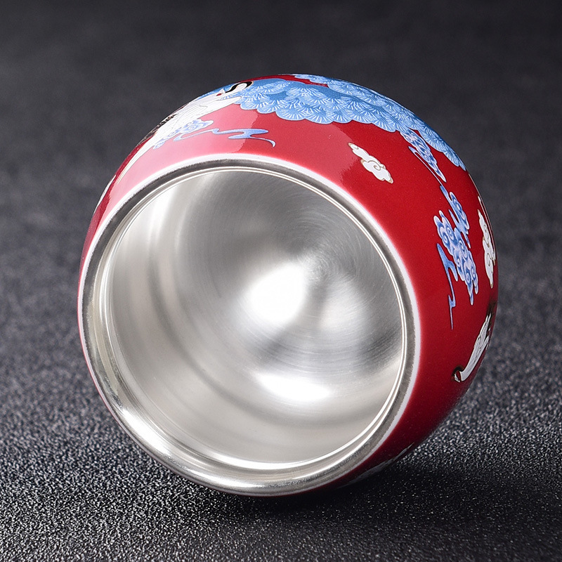 999 cốc trà bạc gốm sứ bộ trà kungfu cốc gia chủ cốc đơn cốc trà bán buôn quà tặng