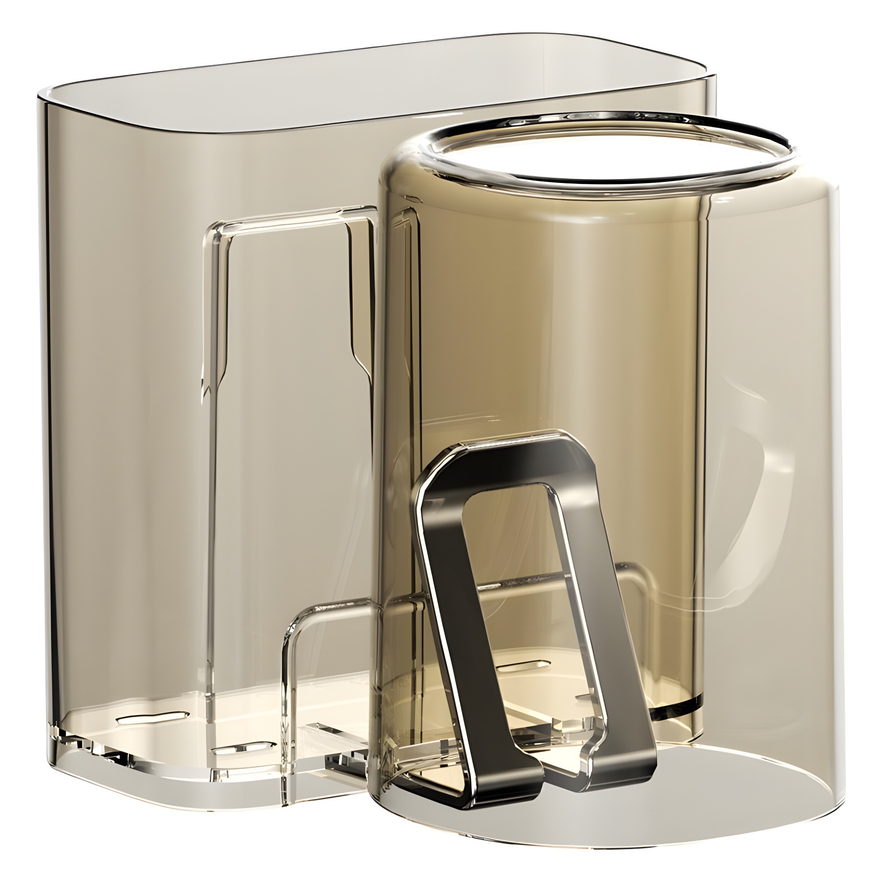 Giá để bàn chải đánh răng, cốc nước súc miệng phòng tắm không đục lỗ, cốc đánh răng, giá để bàn chải đánh răng, dụng cụ đánh răng gia đình treo tường, bộ kem đánh răng