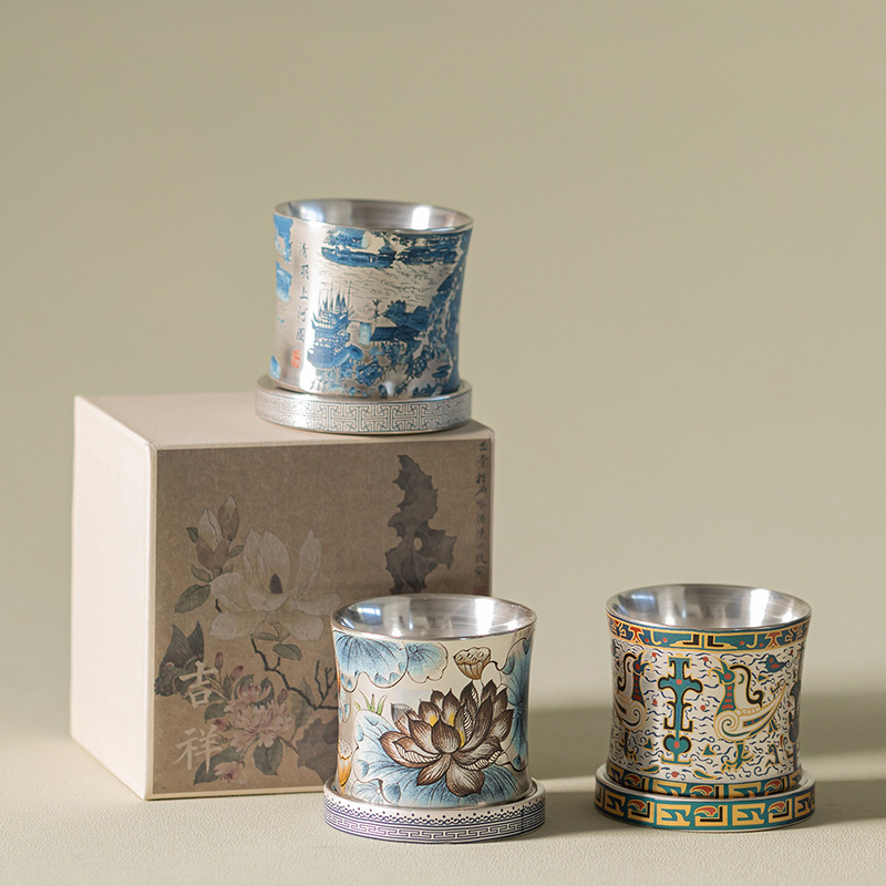 Cốc quay mạ bạc cốc chủ nhân gốm sứ dụng cụ trà Kung Fu Trung Quốc gia dụng cốc đơn cốc trà sáng tạo cá nhân tặng quà