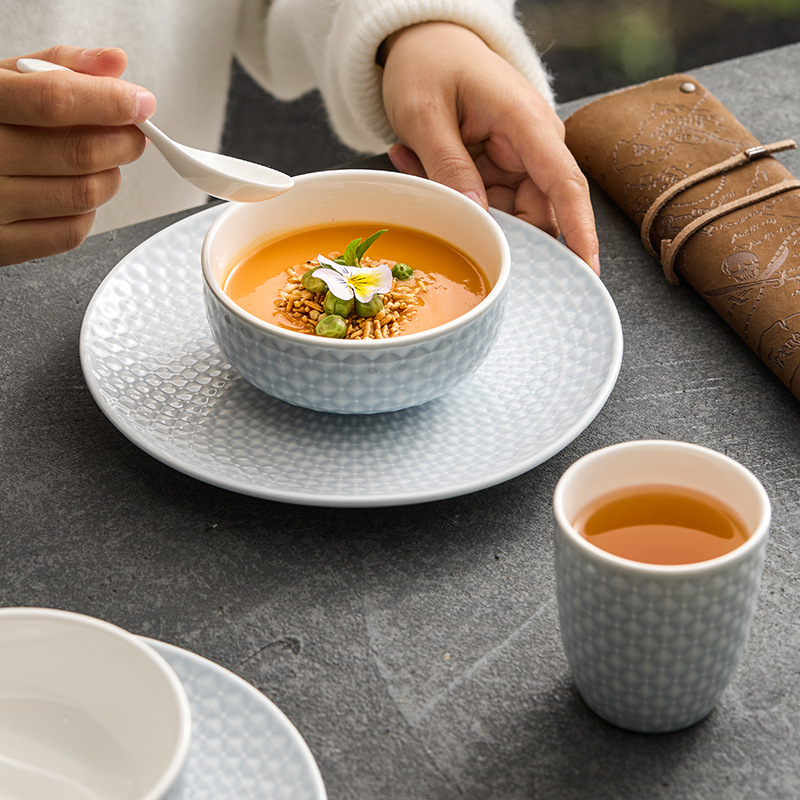 Bộ bát đĩa gốm sứ bốn mảnh, bộ bát đĩa dùng cho một người dùng trong gia đình, bộ đồ ăn khách sạn, bộ đồ ăn thương mại