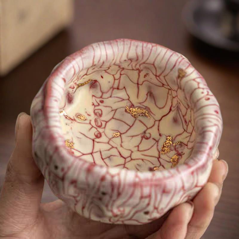 Cốc chủ sở hữu gốm Shiino Shichai kiểu Nhật, tách trà thủ công, tách đơn, chén trà Kung Fu vàng điểm bùn đá cũ Đài Loan