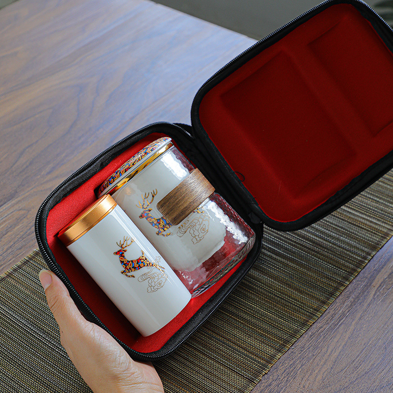 Du lịch di động một con nai có bạn, cốc khách nhanh, một ấm Ba cốc, Bộ ấm trà Kung Fu, ấm pha trà đơn giản