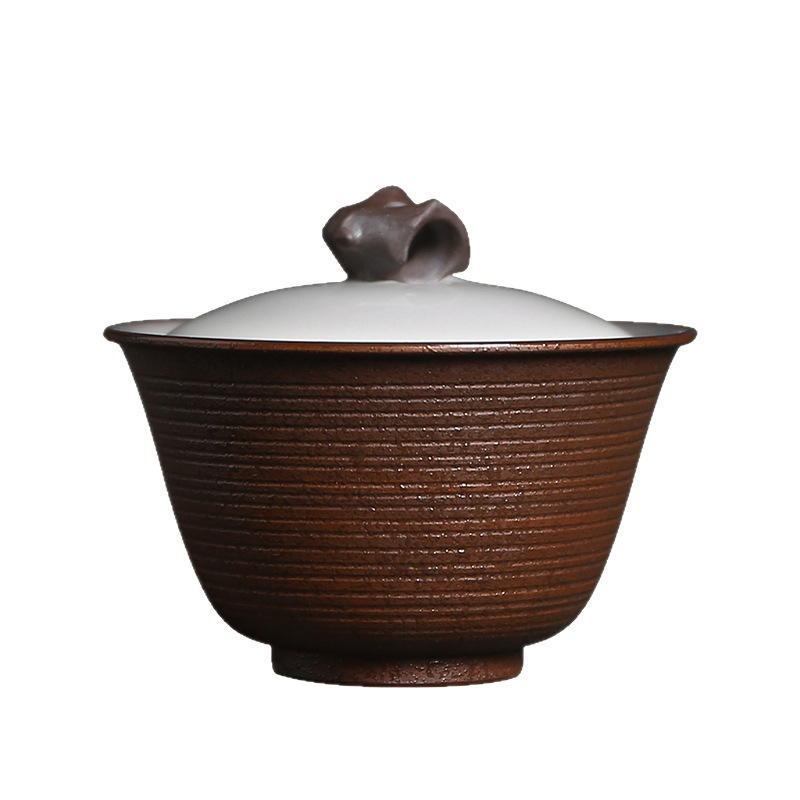 Bộ trà Kung Fu gốm sứ Wu Junquan làm thủ công Xuan Shi Er Cai có nắp bát đơn gia dụng pha trà đá bát nhỏ