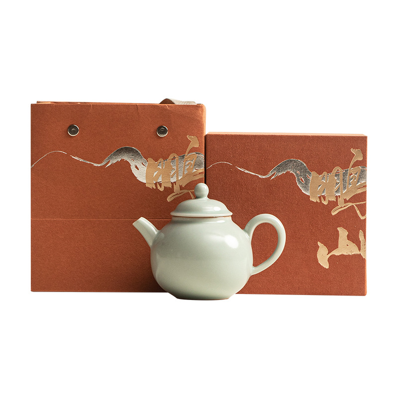 Bộ quà tặng Sky Blue Ru Kiln Dream Pot dành cho gia đình, Bình đơn bằng gốm sứ kiểu Trung Quốc, Bình trà cầm tay không nóng.