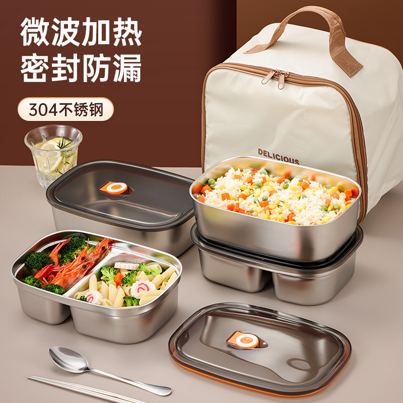 Hộp cơm giữ nhiệt lưới đơn và đôi bằng thép không gỉ Ledi 304 hộp cơm kín hộp cơm dân văn phòng hộp cơm giữ nhiệt di động
