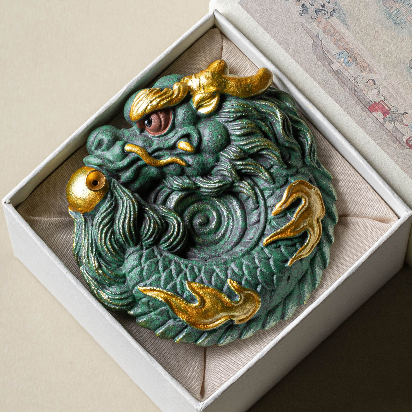 Phong cách Trung Hoa sáng tạo linh vật hút tài lộc giá đỡ hương để bàn rồng hạt trang trí đế đốt hương cao cấp