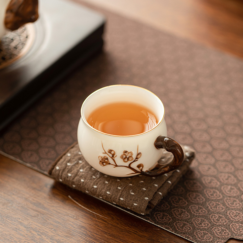 Bộ trà Dehua tách trà ngọc bích mỡ cừu thủ công bộ trà gốm sứ cốc chủ nhân tách trà cốc cà phê bộ trà Kung Fu