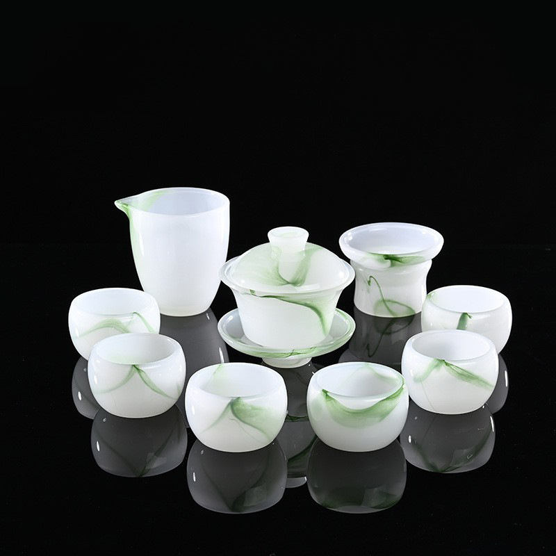 Bộ trà Kung Fu tráng men ngọc trắng cao cấp gia dụng văn phòng nắp cốc trà hộp quà tặng quà tặng bán buôn