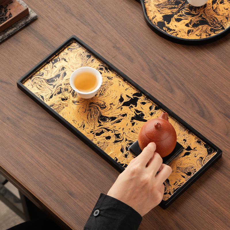 Khay xốp khô sơn mài lớn giả cổ bàn trà nhỏ gia dụng khay trà đơn giản hiện đại khay trà phụ kiện trà đạo