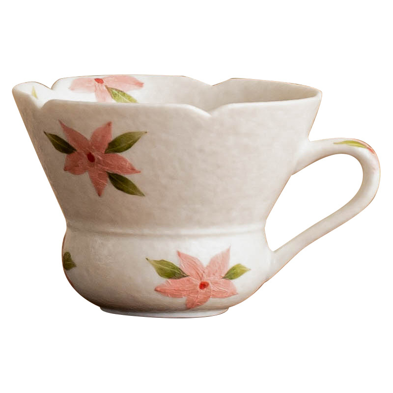 Đá khoáng trắng cốc trà chủ cốc cốc đơn vẽ tay hoa anh đào cốc gốm hộ gia đình cốc uống nước sáng tạo tinh tế cốc cà phê