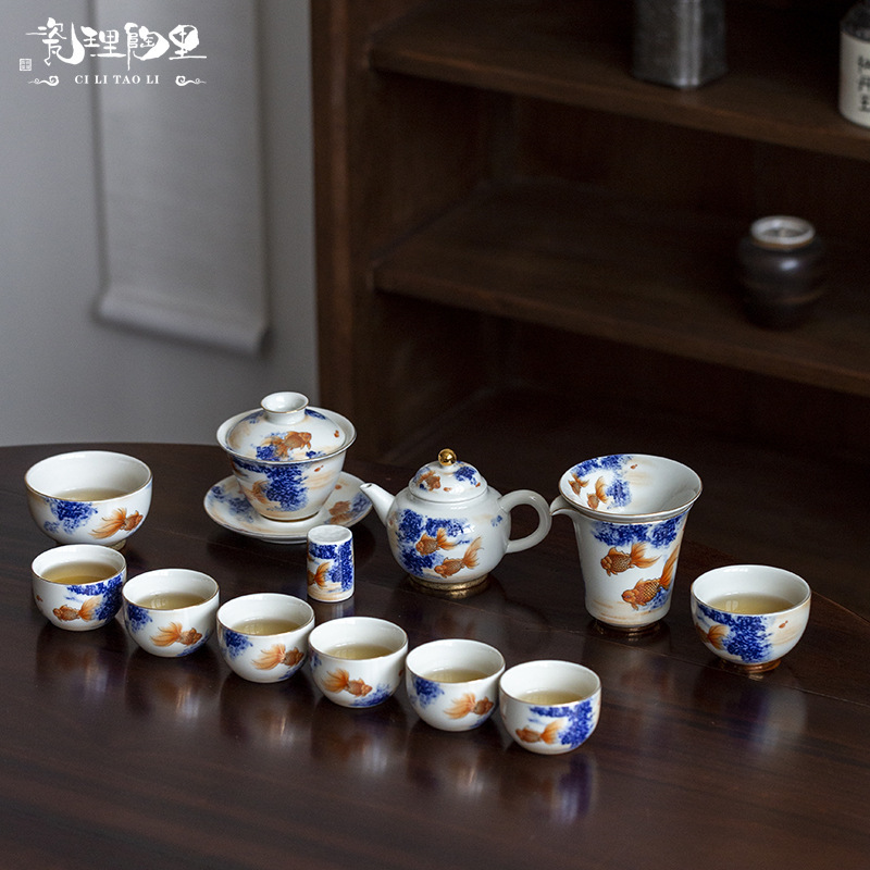 Bộ ấm trà Bộ ấm trà Kung Fu gốm sứ trọn bộ gia dụng cổ điển Nhật Bản hộp quà tặng doanh nhân đồ sứ
