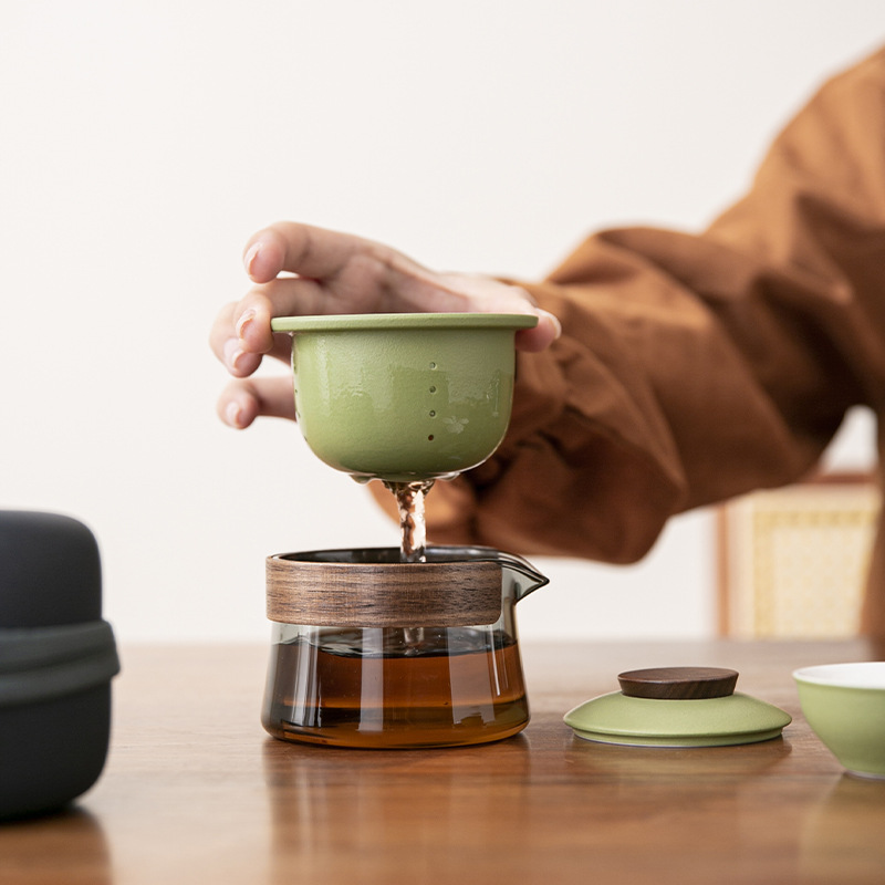 Cốc trà có nắp thủy tinh Ấm trà đơn cao cấp cầm tay ấm trà Kung Fu ấm trà đơn một người uống tách trà bán buôn