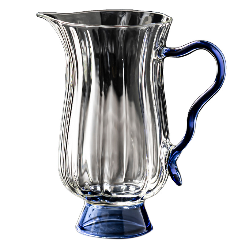 Dụng cụ pha trà cốc thủy tinh chịu nhiệt thủ công, dụng cụ pha trà biển, dụng cụ pha trà hình hoa borosilicat cao, tay cầm màu, miệng đại bàng